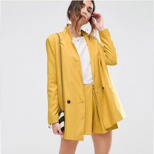ASOS Double Breasted Soft Mustard Yellow Blazer